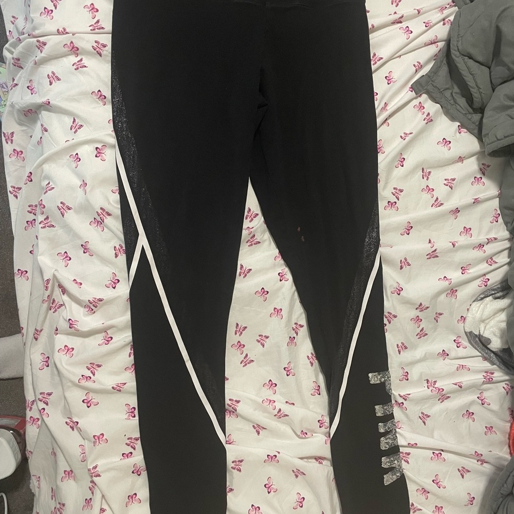 Victoria's Secret Black and White with glitter  Leggings